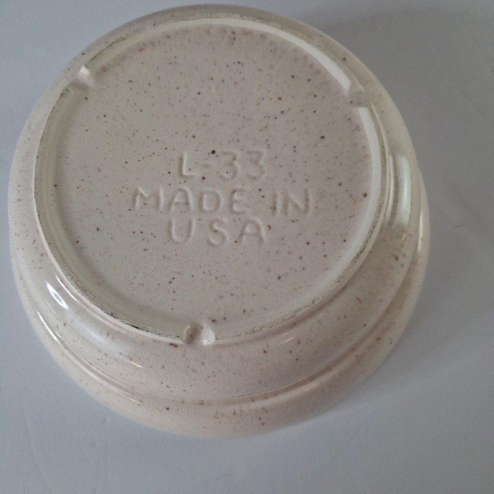Vintage MCM L-33 USA Ceramic Leaf Chip and Dip Set Speckled Blue Cream 6 Pieces - Picture 9 of 9